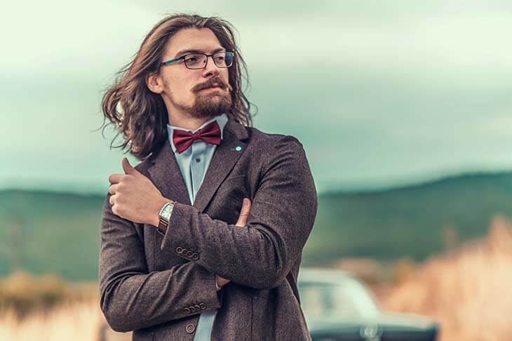 Man wearing blazer bowtie